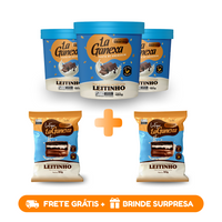 3 Pastas de Amendoim sabor Leitinho 450g + 2 Alfajores de Leitinho - FRETE GRÁTIS + BRINDE SURPRESA