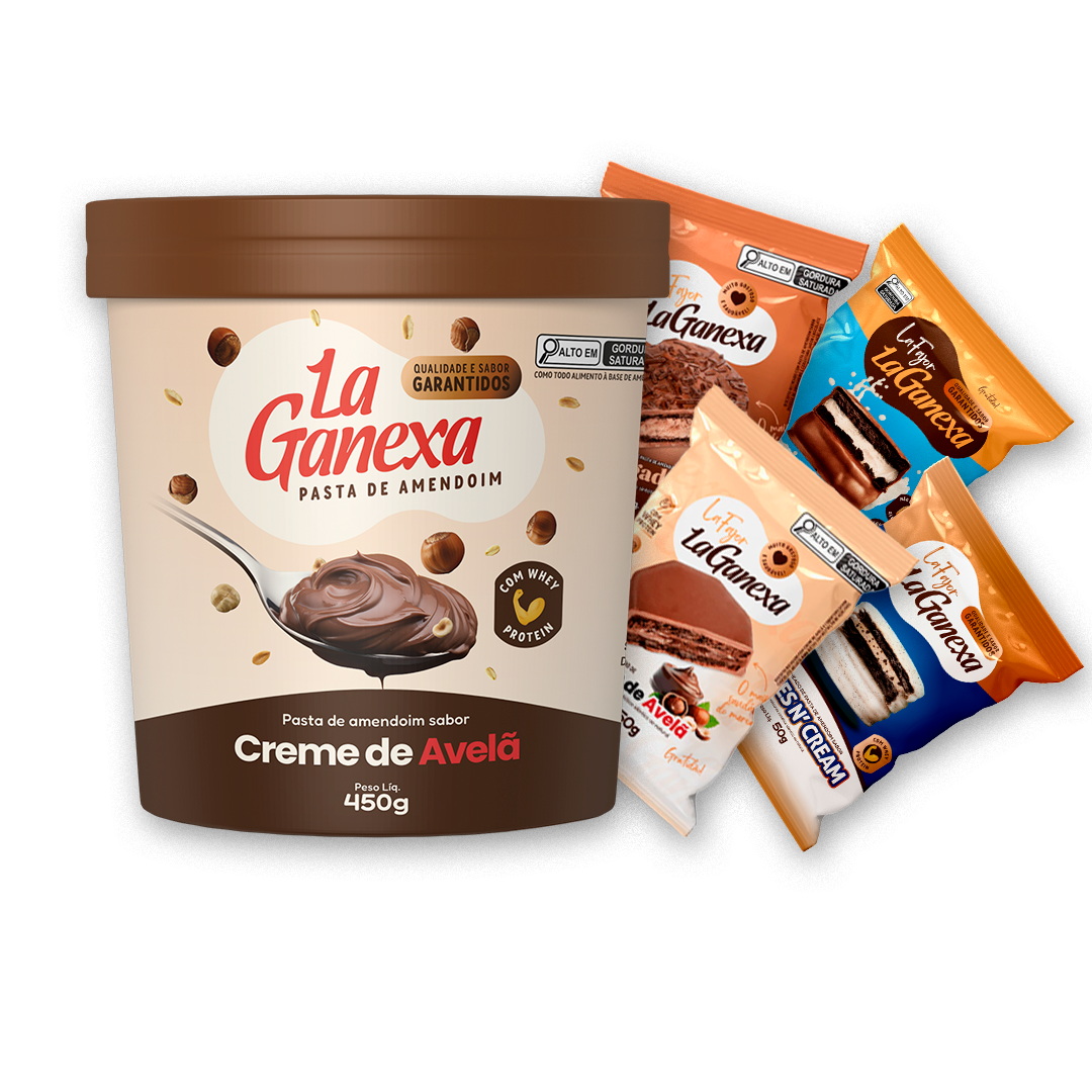 1 Pasta de Amendoim sabor Creme de Avelã 450g + 12 Alfajores (2 de cada sabor) - FRETE GRÁTIS