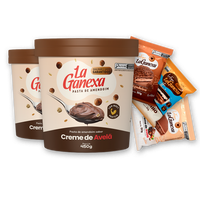 2 Pastas de Amendoim sabor Creme de Avelã 450g + 6 Alfajores (2 de Leitinho, 2 de Brigadeiro e 2 de Avelã) - FRETE GRÁTIS