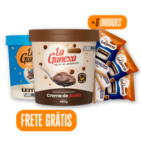 Combo da Queen - 1 Pasta de Amendoim sabor Creme de Avelã 450g + 1 Pasta de Amendoim sabor Leitinho 450g + 6 Alfajores sabor Cookies - FRETE GRÁTIS