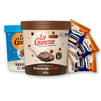 Combo da Queen - 1 Pasta de Amendoim sabor Creme de Avelã 450g + 1 Pasta de Amendoim sabor Leitinho 450g + 6 Alfajores sabor Cookies - FRETE GRÁTIS