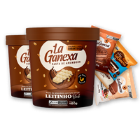 2 Pastas de Amendoim sabor Leitinho Black 450g + 6 Alfajores (2 de Leitinho, 2 de Brigadeiro e 2 de Avelã) - FRETE GRÁTIS