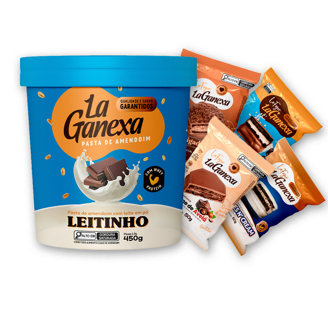 1 Pasta de Amendoim sabor Leitinho 450g + 12 Alfajores (2 de cada sabor) - FRETE GRÁTIS