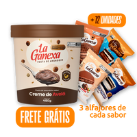 1 Pasta de Amendoim sabor Creme de Avelã 450g + 12 Alfajores (2 de cada sabor) - FRETE GRÁTIS