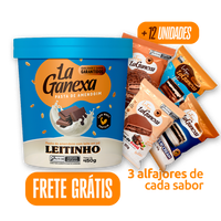 1 Pasta de Amendoim sabor Leitinho 450g + 12 Alfajores (2 de cada sabor) - FRETE GRÁTIS