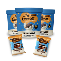 3 Pastas de Amendoim sabor Leitinho 450g + 2 Alfajores de Leitinho - FRETE GRÁTIS + BRINDE SURPRESA