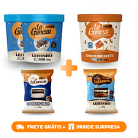 2 Pastas de Amendoim sabor Leitinho 450g + 1 Pasta de Amendoim sabor  Doce de Leite 450g + 2 Alfajores - FRETE GRÁTIS + BRINDE SURPRESA