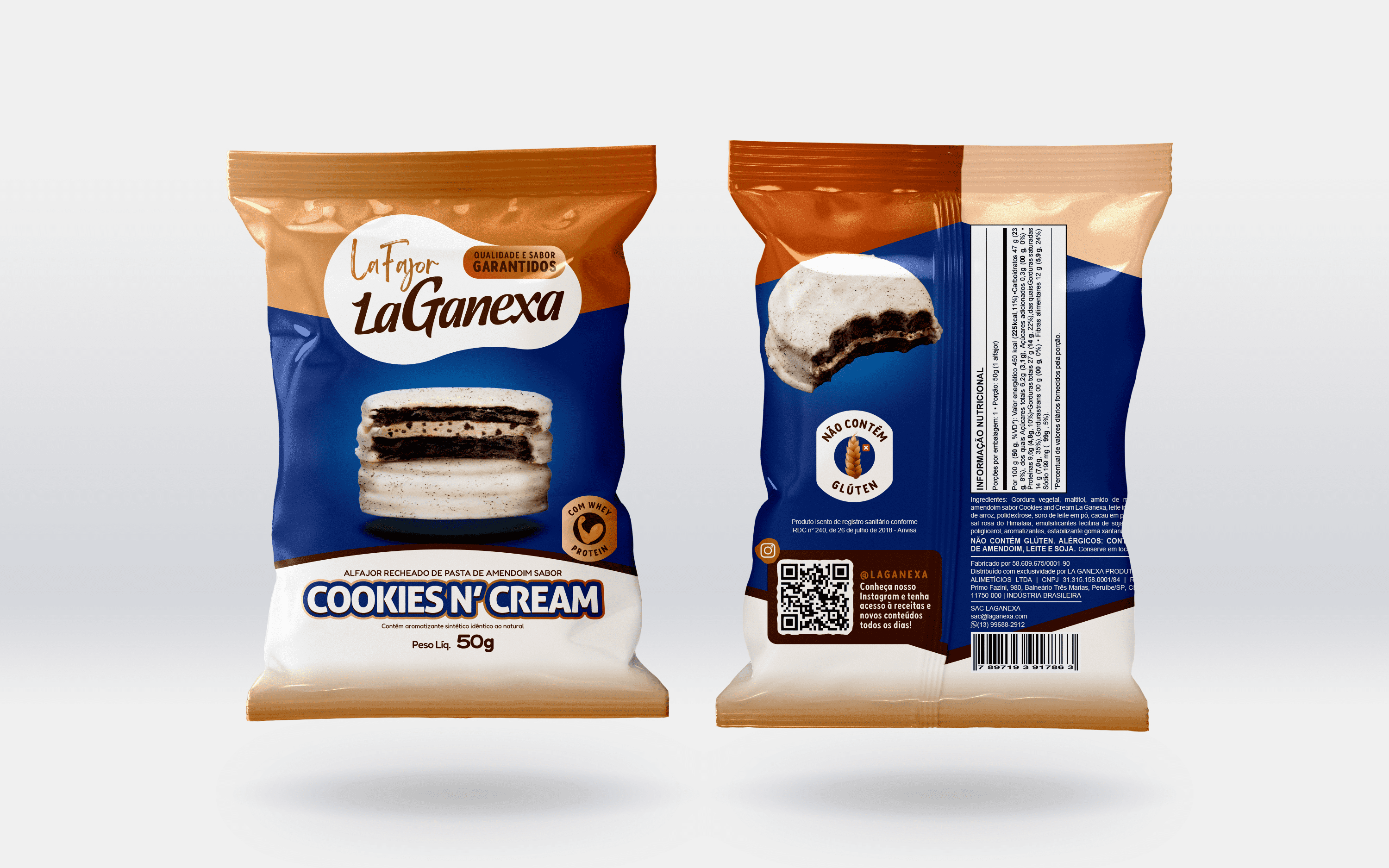 Alfajor sabor Cookies N´Cream com Whey Protein - unidadeㅤㅤ