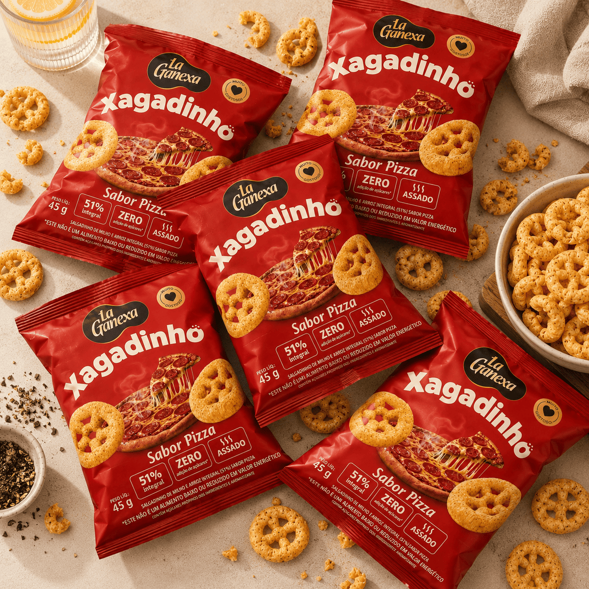 Kit 5 Xagadinhos sabor Pizza 45g