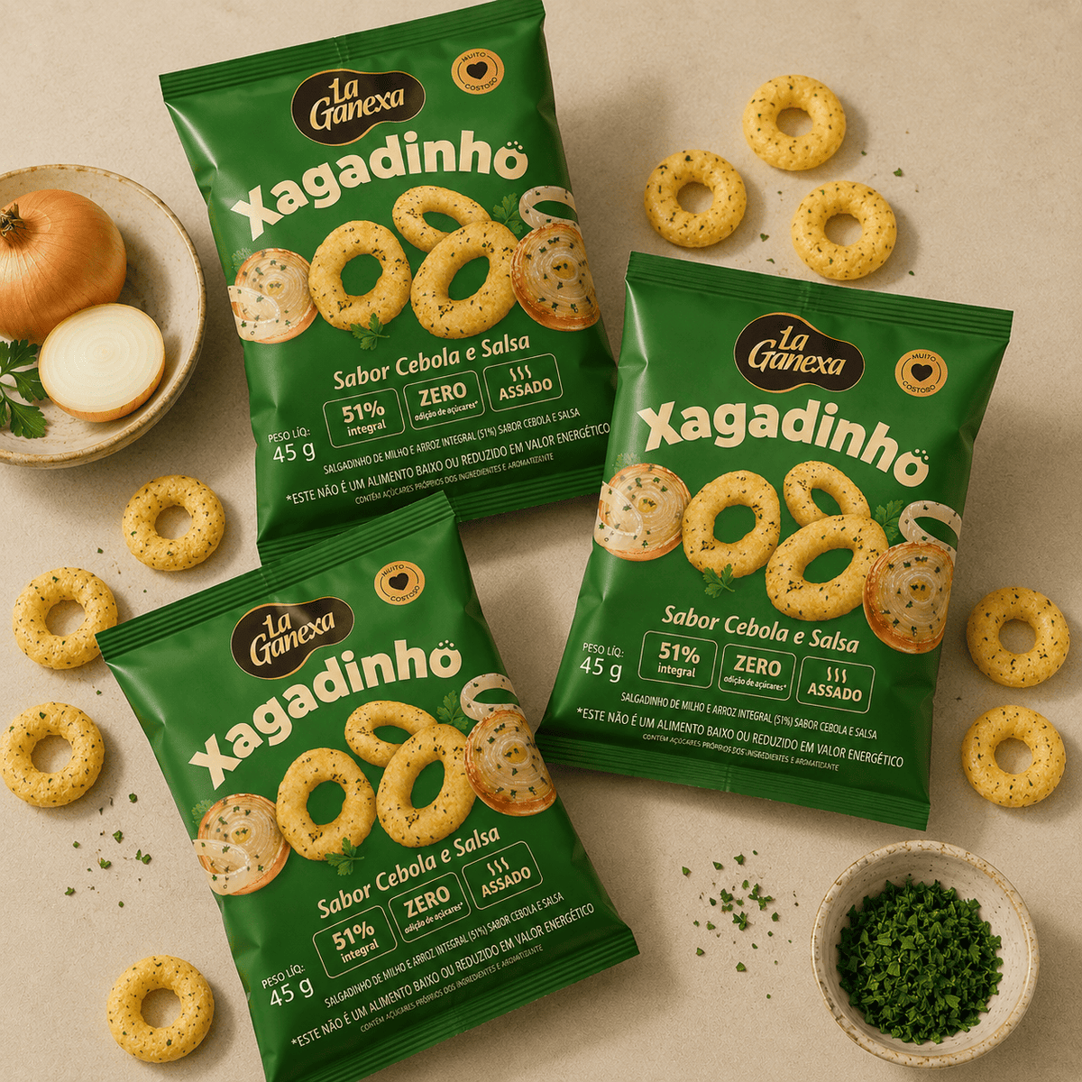 Kit 10 Xagadinhos sabor Cebola e Salsa 45g